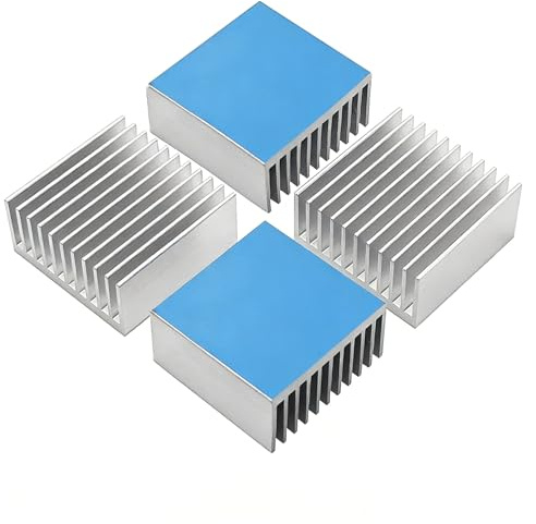 4PCS 40mm Aluminum Heatsink + Thermal Conductive Adhesive Tape, 40×40×20mm Heat Sink High Efficiency Cooling Cooler for Cooling 3D Printer Stepper Motor Driver VRM GPU PCB LED Electronics (Silver)