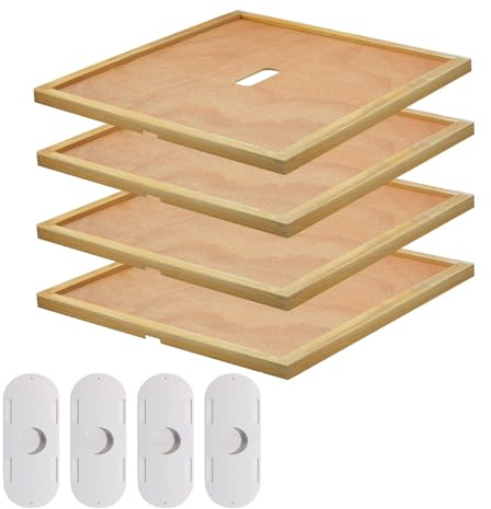 4PCS Beehive Inner Cover for 10 Frame Hive Box, Beeswax-Coated Ventilated Inner Cover, Bee Hive Screen Inner Cover, Compatible with 10 Frame,All Beginners and Professional Beekeepers (4)