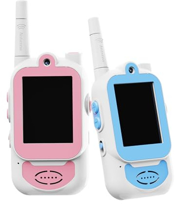 Walkie talkie video per bambini - Display su schermo, wàlkie tàlkie pèr bàmbini, gioco da giardino all'aperto con interfono a lungo raggio | Vìdeo walkee tałkie peŗ giochi p̄er famiglie aľl'ap̀erto in