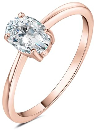 JewelryPalace Classic 1ct 2ct Oval Moissanite Solitaire Löftesring Damer, Smyckeset, Förlovningsring Damer Silver 925 Med Sten Kvinnor, Vigselringar Med Simulerade Diamanter Silverringar Rosegold Gold