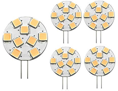 lighteu® 2018 neu! 5x Lampe G4 9 SMD warmweiß（2900K, 1.3 W, ersetzt 20W Glühlampe, 200lm, GU4 Stiftsockel 12V DC, Leuchtmittel 110° Farbwiedergabe (CRI): > 80 Ra