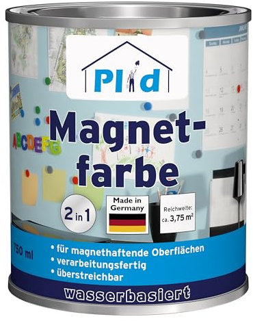 Plid® Peinture aimantée Gris Anthracite mat 0,75 L – Peinture magnétique murale [MULTI-SUPPORTS] pour murs, portes, meubles et autres surfaces en bois, métal, plastique dur, béton, papier peint
