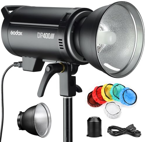 Godox DP400III Studio Strobe Flash Light 400W 5600K Bowens Mount Strobe Flash Light for Wedding Portrait Advertising Photography Studio Shooting (1pack DP400)
