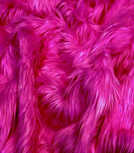 EOVEA Shaggy Faux Fur Fabric by The Yard – 60” Wide | Fluffy, Soft Fake Fur Material for Sewing, Crafts, Costumes, Upholstery & Home Decor | Long Pile Plush Fabric(Fuchsia,Half Yard)