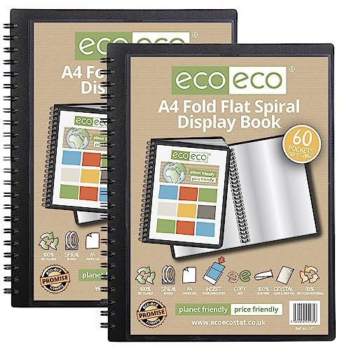 eco-eco Eco135x2 Lot de 2 protège-documents A4 50% recyclés 60 pochettes à spirales