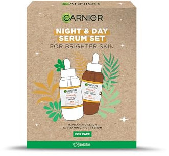 Garnier Vitamin C Day & Night Face Serum Gift Set - Brightens Skin, Reduces Dark Spots, Enhances Glow, Evens Skin Tone & Revives Radiance - For All Skin Types, Cruelty Free & Vegan - x2 30ml Serums
