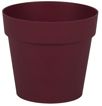 EDA - Pot de Fleur Rond Toscane Ø 15 cm - Volume 1,6 L - Ø 15,3 x H.13,7 cm - Rouge Bourgogne