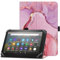 HoYiXi Universelle Hülle für 7-8 Zoll Tablette Fire HD 8 2020/2022 & Fire HD 8 Plus 2020/2022 mit Ständer Folio und Handschlaufe Schutzhülle für 7-8 Samsung Lenovo Android Tablette - Rosa Marmor