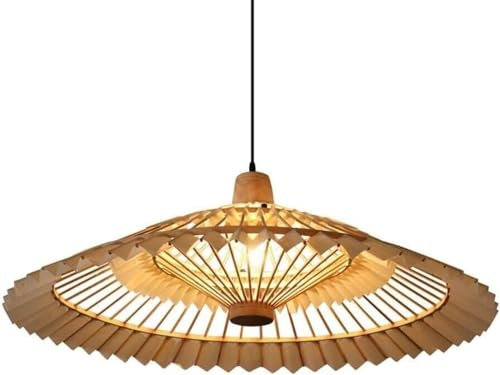 NEAFP Lustre Moderne en Forme de Parapluie - Lustre en Bambou tissé Naturel tissé à la Main - Lampe Suspendue E27 - Décoration de Plafond en Bambou avec Cordon réglable HGCHH