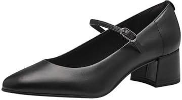 Tamaris Damen Pumps mit Blockabsatz Leder, schwarz, 42 EU