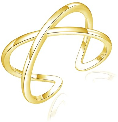 Cangall Silber Damen Ringe, 925 Sterling Silber Offen Verstellbar Ringe, Elegant Schlicht Silberringe in X-Form/Knoten Form, Unendlichkeit Stapelbar Offene Knuckle Fingerringe für Frauen Mädchen