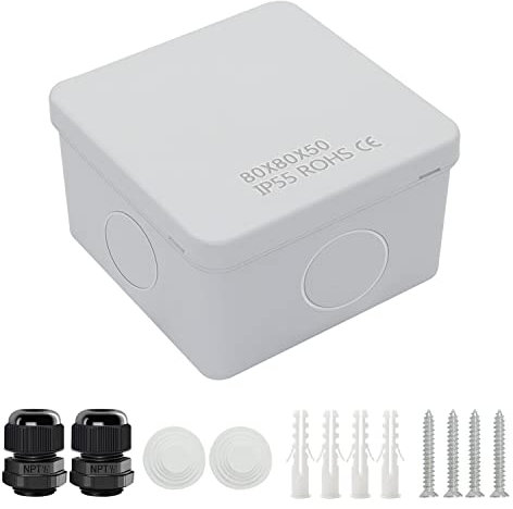 LeMotech Anschlusskasten mit reservierten Löchern ABS Kunststoff Elektrokasten IP55 wasserdichte staubdichte Projektgehäuse für Elektronik Weiß Außengröße 80x80x50mm