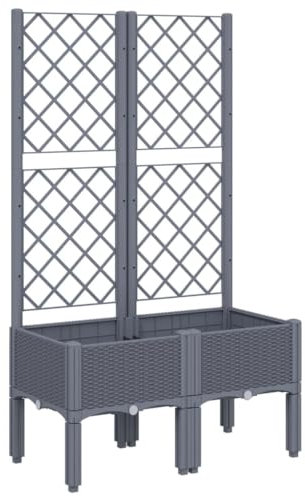 vidaXL Jardinera con Enrejado, Macetero de Plantas Flores, Maceta de Hierbas, Arriate para Jardín Patio Balcón Terraza, PP Azul Gris 80x40x142 cm