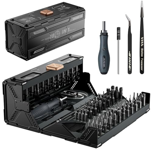 JAKEMY 180 in 1 Ratchet Screwdriver Multibit Precision Screwdriver Set Electronic Repair Tool Kit in Case Professional for DIY, PC, Phone, Laptop, Computer, Ring Doorbell, Xbox, Watch, Eyeglasses