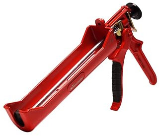 Professionelle Pistole zum Auftragen von Silikonen und Dichtstoffen, Metallstruktur und Stahlmechanik, unterstützt Druck bis zu 328 kg