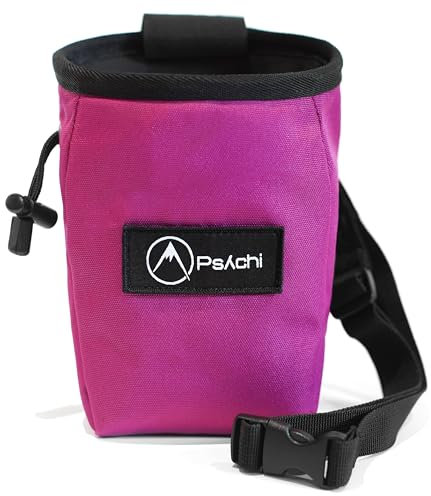 Psychi OG Kreidebeutel mit Aufbewahrungstasche und Taillenstarp für Klettern, Bouldern (Rosa)