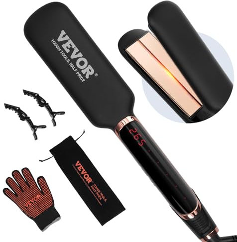 VEVOR Haarglätter, 5 cm Titan-Glätteisen mit Infrarot-Technologie und negativen Ionen, schnell aufheizendes Glätteisen mit LCD-Display und 11 Temperaturstufen für den Salon, zu Hause oder unterwegs