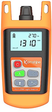 Komshine Fiber Optic Light Source KLS-25M SM 1310/1550nm + 2.5mm Universal Interface + LED Lights + Mini Case Protection Design Compact & Generous FTTH Fiber Optical Test Tool