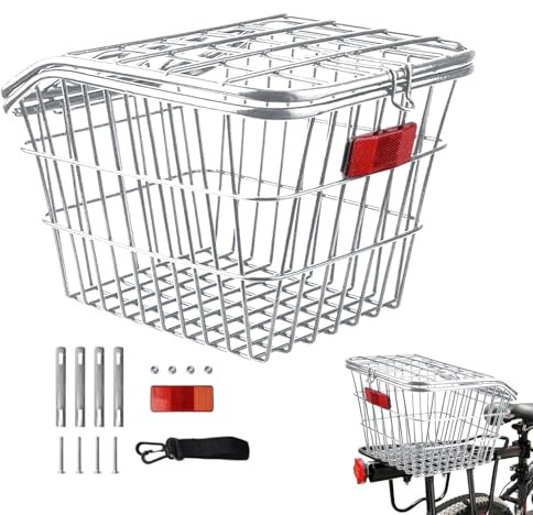 Harter Hutkorb, Aufbewahrungskorb hinten, Cargo-Rack, Schnellverschluss-Design, Metall, E-Bike-Korb für Erwachsene, Frauen, Männer, die Hunde, Haustiere, Obst und Lebensmittel tragen