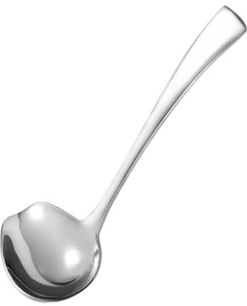Edelstahl Saucenlöffel, 18.5cm Soßenlöffel mit Ausgießer, Küchen Saucenkelle mit Ausguss, Soßenkelle Klein für Nieselregen Sauce, Praktisch Küchenkochutensilien, Silber