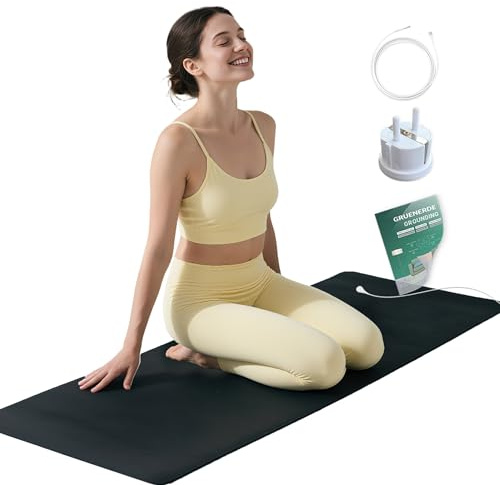 GRUENERDE Jordningsmatta jordad musmatta grounding pad jordningsprodukt med EU jordkabel säker (46 x 72 cm)