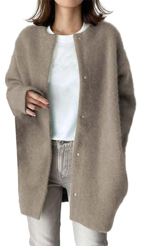 IQYU Cardigan in lana da donna: trench da donna lungo elegante cappotto di lana con abbottonatura giacca di transizione a maniche lunghe cardigan giacca invernale in lana giacca in lana cashmere