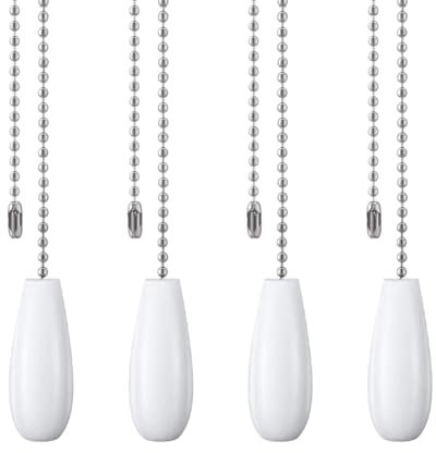 FSSTUD 4 pezzi 33,4 cm vintage ventilatore da soffitto catena di ricambio in legno catena di trazione estensore catena a sfera perline lampada tirare decorativo pendente catena di estensione con