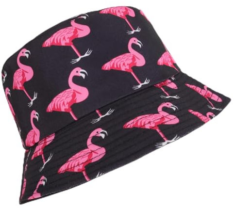 Kaempe Flamingo Hut Fischerhut Herren und Damen, Anglerhut Lustig, Fischerhut Lustig, Bucket Hat, Sonnenhut 2 in 1 Wendbares Sommerhut Hut for Damen Herren