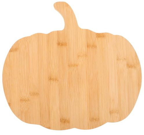 Lurrose Tagliere per formaggi in bambù a forma di zucca con manico per la preparazione di cibi, vassoio per di Halloween per spuntini e antipasti, esposizione festiva da tavola autunnale