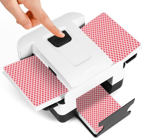 ZONJIE Automatic Card Shuffler Machine 2 Deck, Rechargeable Playing Cards Shuffling Machine, Electric Poker Card Shufflers for UNO Cards Playing Tool Accessories (Silent Rechargeable Model)
