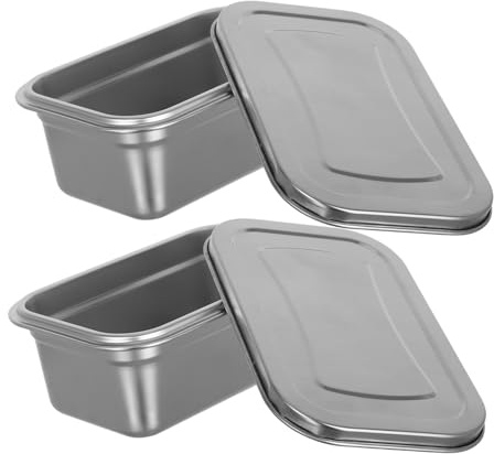 Mikinona Contenitori Per Gelato in Acciaio Inox Con Coperchio Ermetico Vaschetta Gelato Riutilizzabile Per Freezer Conservazione Salvaspazio Di Dessert Fatti in Casa Set 2