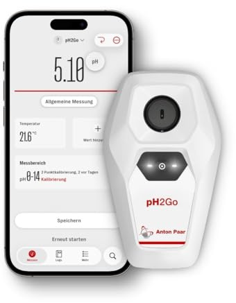 pH2Go - Digital pH Meter by Anton Paar - Glass-Free ISFET Sensor, Guided Calibration (ATC), High Accuracy, App Connected (iOS/Android) | Hydroponics, Aquarium, Pools, Water, Brewing, Winemaking