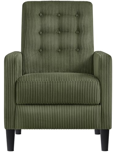 Yaheetech Modern Corduroy Recliner Chair Adjustable Sofa Lounge Comfy Armchair with Soft Padded Seat for Living Room/Bedroom/Home Theater, Dark Green