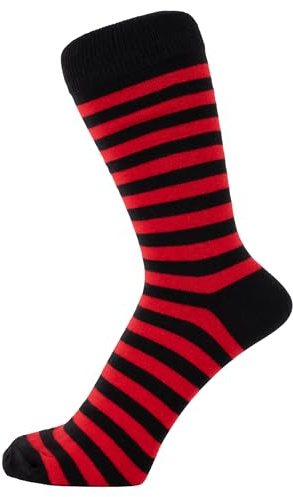 ZAKIRA Calzini in Cotone Pettinato – Calzini Business a Righe per Uomo e Donna, Cotone Morbido e Traspirante, 40-46 (EU), Rosso/Nero