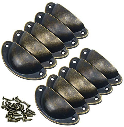Pomos y Tiradores de Muebles 10 Piezas Pomos Puertas Vintage para Armarios Cajones Cocina Gabinetes 82mmx 35mm Latón Antiguos