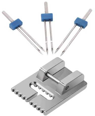 TOSSPER 3pcs / Set Outils de Couture Aiguilles Double Twin ridé Couture Pied-de- biche pour Machine à Coudre Taille 2/90 3/90 4/90 Accessoires de Couture (Sept Crochet)