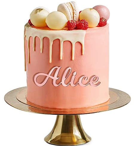 Personalised Acrylic Cake Topper, Personalised Name Cake Topper, Custom Happy Birthday Cake Toppers, Acrylic Letters Charms Decoration(Rose Gold)