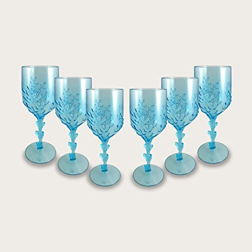 ARCA - Set 6 Calici in Plastica Acrilica Resistente Da 45 Cl - Vari Colori Disponibili (Acqua marina)
