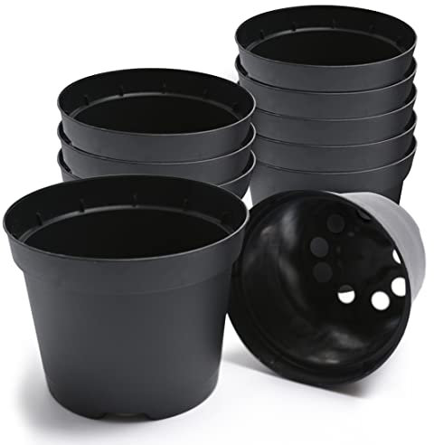 Prime Garden® Pots de culture, ronds, en plastique, pour l'intérieur et l'extérieur - Noir - Diamètre : 28,5 cm x 23 cm - 10 l - 1 pièce