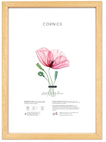 Lupia - Cornice Portafoto da Parete in Legno Optical, Design Moderno e Elegante, Facile da Appendere, Produzione Italiana, per Foto, Stampe Artistiche, Poster, Quadri Moderni 60x80 cm/Legno Naturale