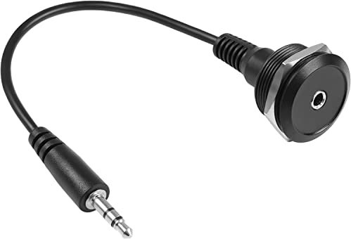 QIANRENON TRS 3,5mm Estéreo Roscada Fijación Redondo Conector 1/8 TRS Macho a Hembra Corto Cable Audio Adaptador 3,5mm Enchufe a Clavija Auriculares Montaje Toma, para Audio Port Ampliar la Conexión