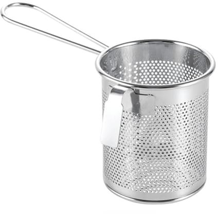 Panier à pâtes en maille avec poignée, Passoire à pâtes en acier inoxydable Passoire en maille Passoire en filet Panier à friture Tamis de cuisine à mailles fines pour nouilles et dumplings, 9 cm