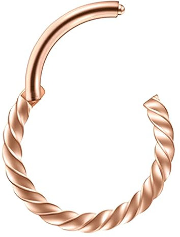 Decentraland 1 STÜCK 16G Roségold Durchmesser 10 mm Modischer Helix Twist Edelstahl-Ohrring Knorpel Nase Septum Spiralring Orbital-Hoop-Piercing-Schmuck