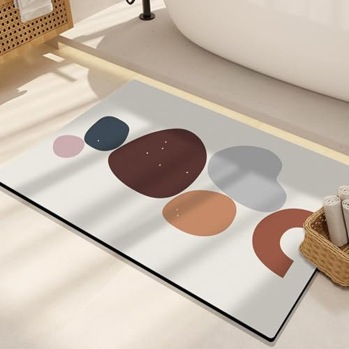 Badezimmerteppich 40X60Cm Braun, Grau, Orange Duschvorleger Badematte Deko Küchenteppich Duschmatte rutschfest Waschbar Badteppich Badvorleger Kieselgur Dusche rutschfest