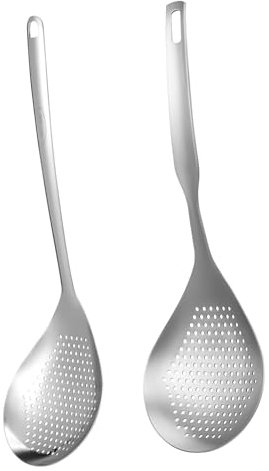 MAGICLULU 2stücke Skimmerlöffel Mit Langen Griffen Für Pasta Braten Und Abtropfen Hitzebeständig Und Langlebig Aufhängelöchern Für Einfache Lagerung