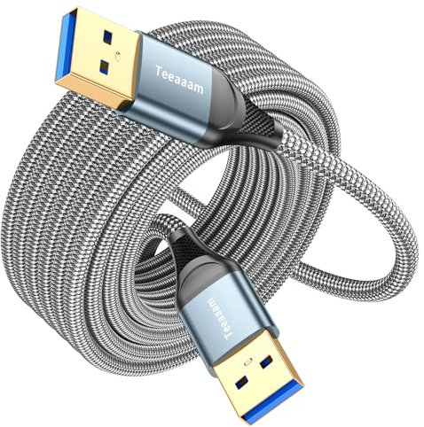 Teeaam USB 3.0 Kabel 0.3M Super Speed Kabel A Stecker auf A Stecker USB Verbindungskabel kompatibel mit Drucker, Modems, Festplatten, Kameras usw.grau