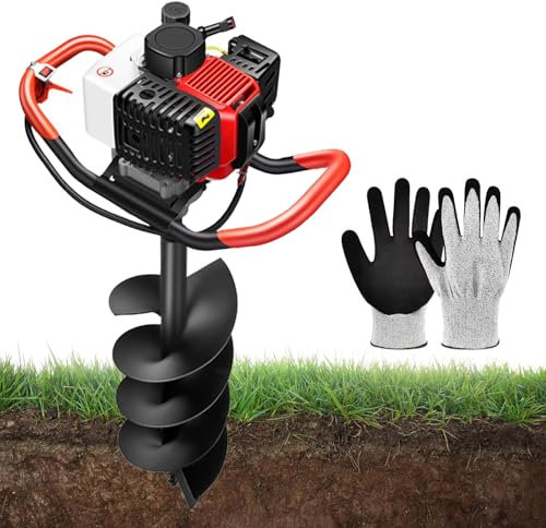 Gas Auger - Cordless Petrol Post Hole Digger, Heavy-Duty for Fence and Garden Planting, 200MM Diameter