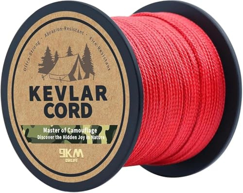 DWLIFE Kevlar - Sedal de pesca trenzado de 9 km, resistente a la abrasión y ignífugo, 150 lb-31 m/100 pies, multiusos Kevlar para cometa, cuerda de camping, accesorios de pesca, modelo de cohete (rojo