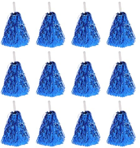 SHINEOFI Ensemble de 12 Pompons de Cheerleading en Pet Bleu Portable, Accessoires Polyvalents pour Performances et Équipes de Danse