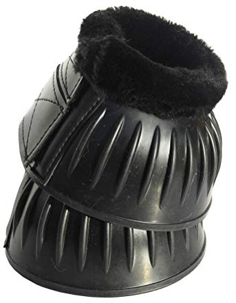 Rhinegold Fleece Trim Over-Reach Boot-Large-Black/Black